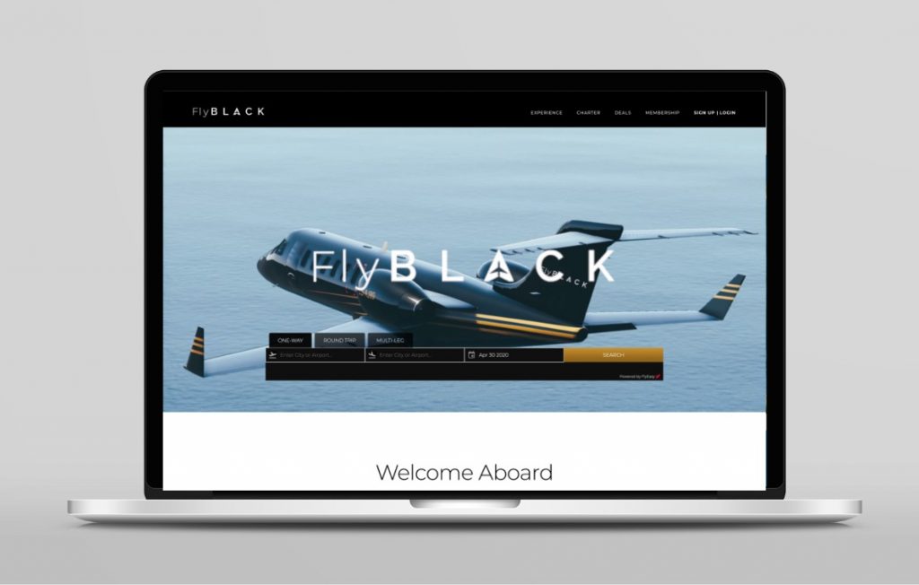 FlyBLACK Desktop Homepage Design
