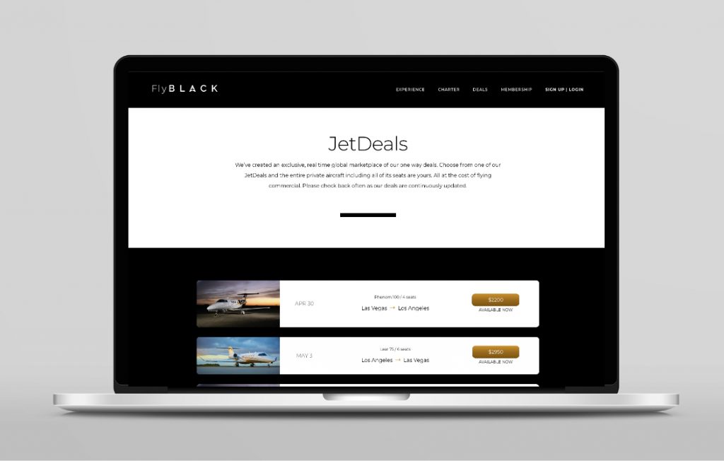 FlyBLACK Desktop Internal Page Design