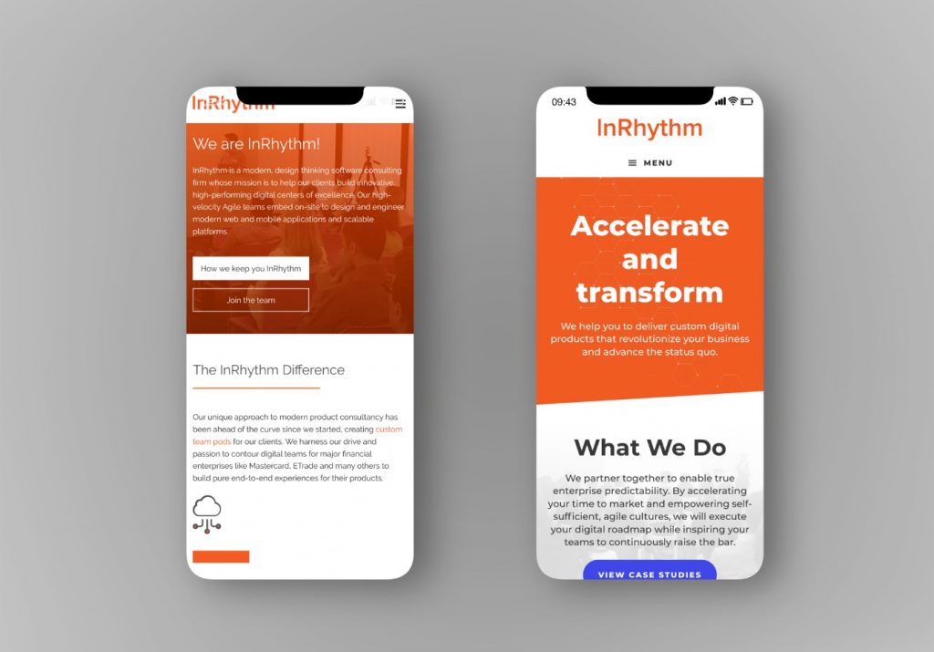 Old vs New InRhythm Mobile Responsive Design